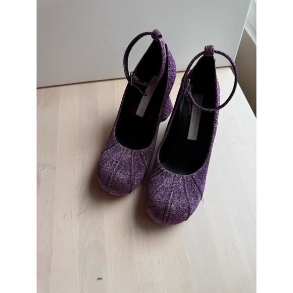 STELLA MCCARTNEY purple Groove Shimmer Dressy Ankle Strap size 36.5/US 6.5 - Picture 4 of 14